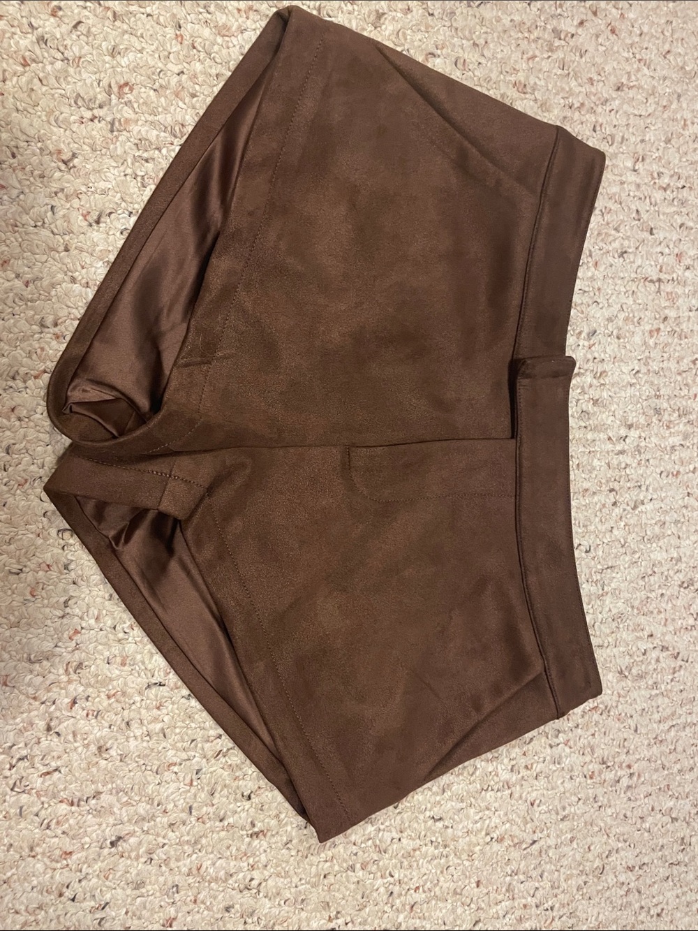 REVOLVE Chocolate Brown High-Waist Suede-Look Shorts